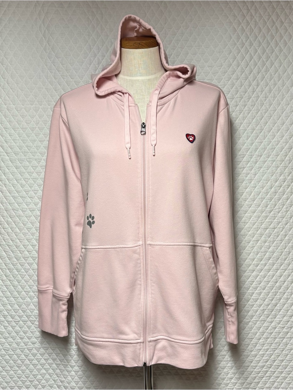 BOBS from Skechers Light Pink Hooded Zip Jacket with Heart Paw Patch
